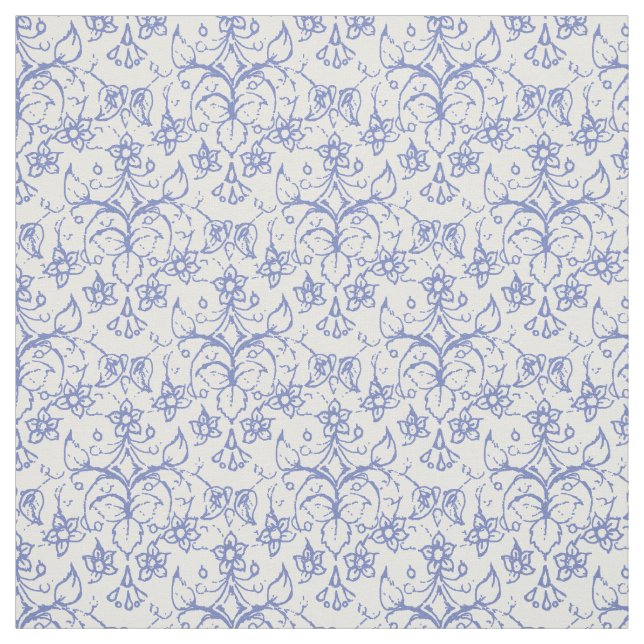 Custom Periwinkle Blue on White Decorative Floral Fabric (Swatch)