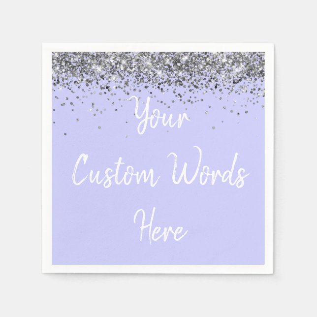 Custom Periwinkle Purple and Silver Birthday Party Napkin (Front)