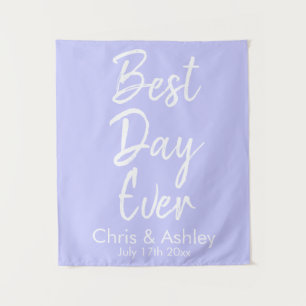 Custom Periwinkle Wedding Backdrop Best Day Ever Tapestry