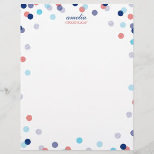 CUSTOM PERSONAL cute confetti dot navy blue coral
