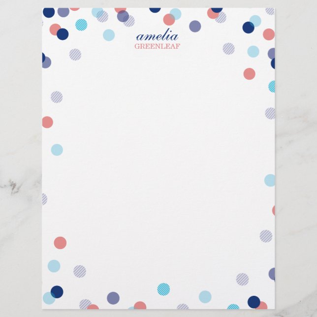 CUSTOM PERSONAL cute confetti dot navy blue coral (Front)
