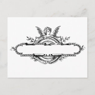 Custom personalise angel cherub fleur di lis print postcard