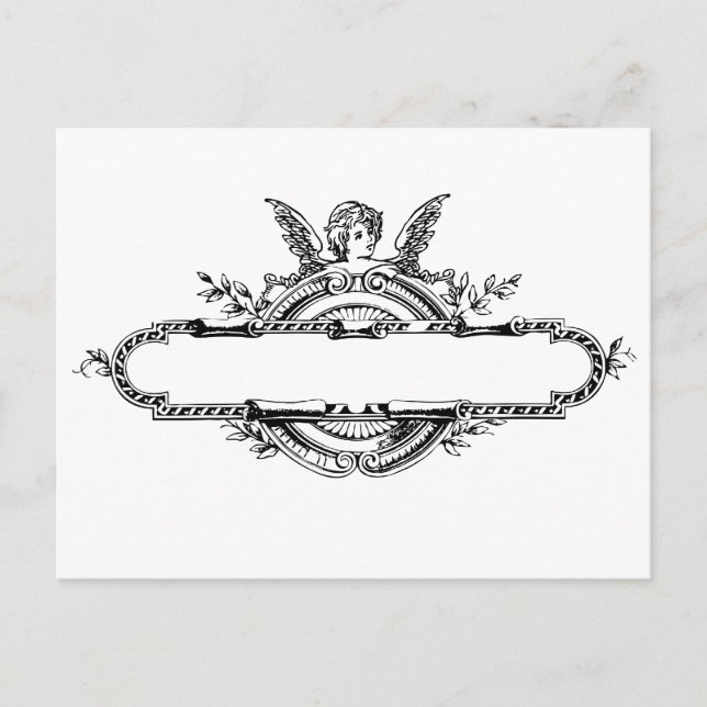 Custom personalise angel cherub fleur di lis print postcard (Front)