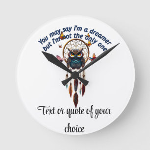 Custom Personalise Boho Owl Beautiful Hippie Round Clock