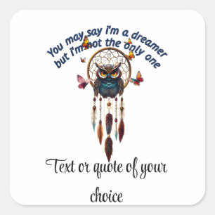 Custom Personalise Boho Owl Beautiful Hippie Square Sticker