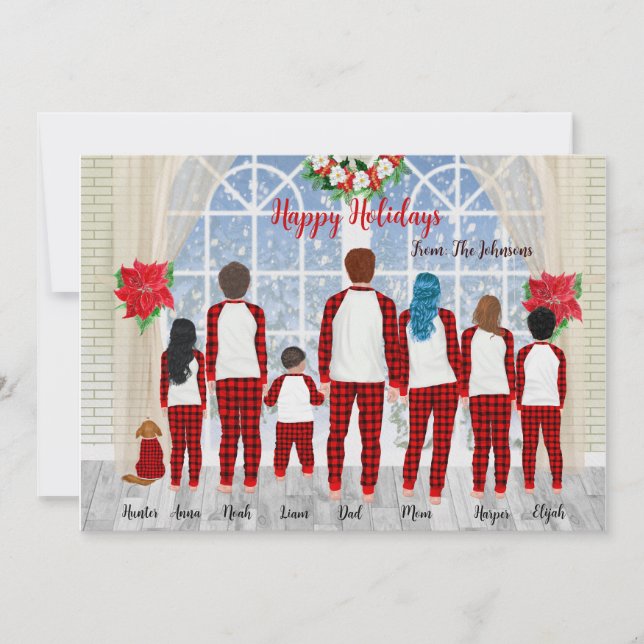 Custom Personalise Family Portrait Christmas Card (Front)