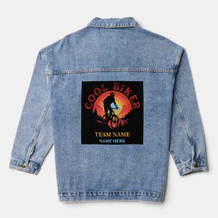 Custom Personalise Name Cool Biker Biking Team Denim Jacket