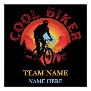 Custom Personalise Name Cool Biker Biking Team Poster