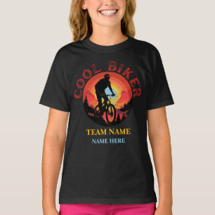 Custom Personalise Name Cool Biker Biking Team T-Shirt
