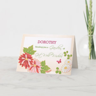 Custom, Personalise Name Get Well Wishes, Flowers, Card