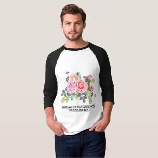 Custom Personalise Photo Artwork Quote 3/4 Sleeve T-Shirt