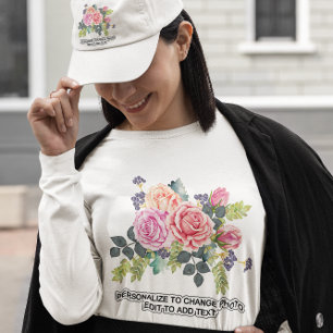 Custom Personalise Photo Artwork Women's Floral T-Shirt