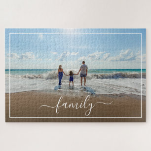Custom Personalise Photo Template with Family Text Jigsaw Puzzle