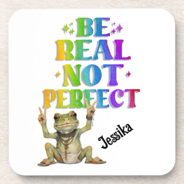 Custom Personalise Positive boho frog Hippie  Coaster (Front)