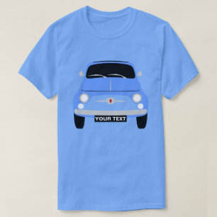 Custom Personalise Vintage classic Blue Fiat 500 T-Shirt