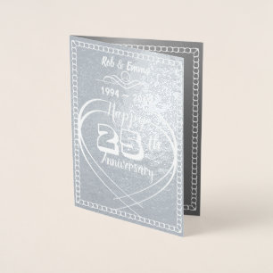 Custom Personalised 25th Silver Anniversary Card