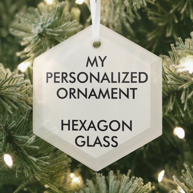 Custom Personalised 3" HEXAGON GLASS ORNAMENT (Insitu)