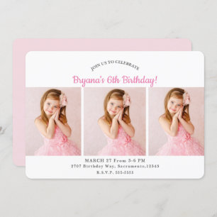 Custom Personalised 3 Photos Photo Birthday Party Invitation