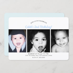 Custom Personalised 3 Photos Photo Birthday Party Invitation