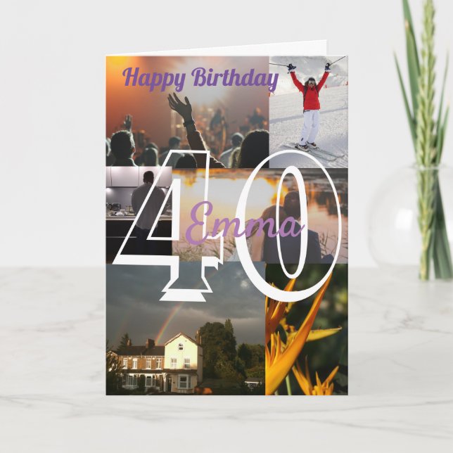 Custom Personalised 40th Birthday Photo Card (Front)