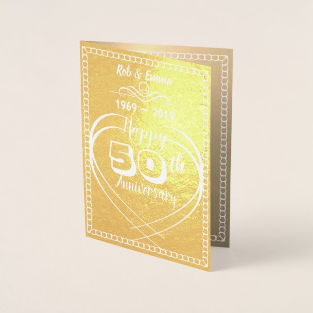 Custom Personalised 50th Golden Anniversary Card (Front)