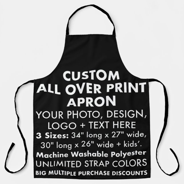 Custom Personalised All Over Print Apron Black (L) (Front)