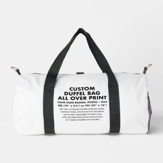 Custom personalised All Over Print Duffel Bag 30L