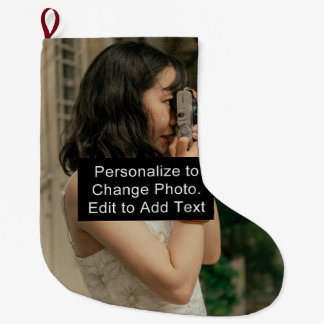 Custom Personalised Artwork Photo Add Quote Name Large Christmas Stocking