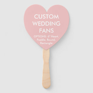 Custom Personalised BABY PINK HEART WEDDING FANS