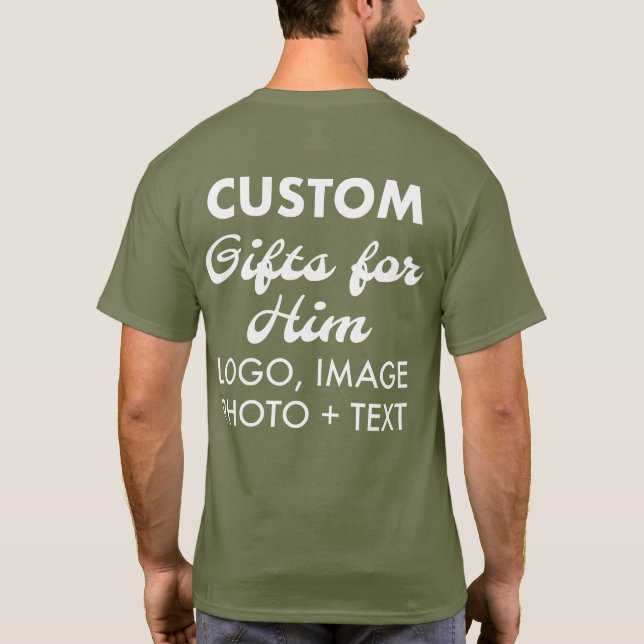 Custom personalised Back Men's Army Green T-Shirt (Back)