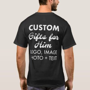 Custom personalised Back Print Men's Black T-Shirt