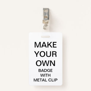 Custom Personalised BADGE WITH METAL CLIP ID Badge