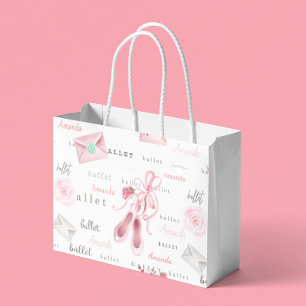 Custom Personalised Ballerina Ballet Pink Large Gift Bag