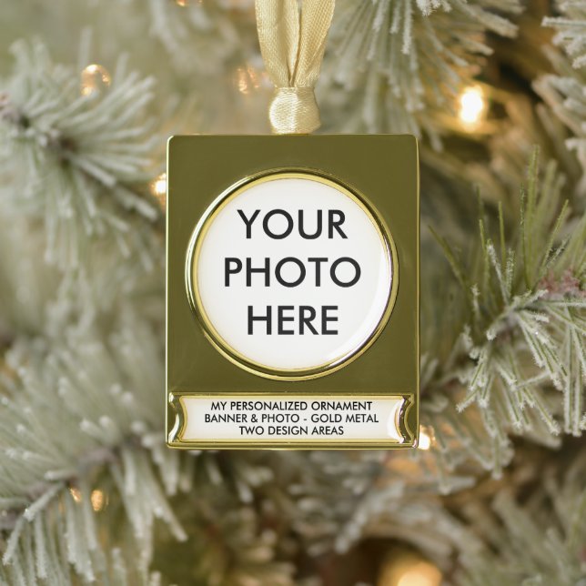 Custom Personalised BANNER PHOTO ORNAMENT - 'GOLD' (Tree)