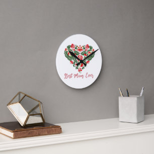 Custom Personalised Best Mum Ever Script text Round Clock