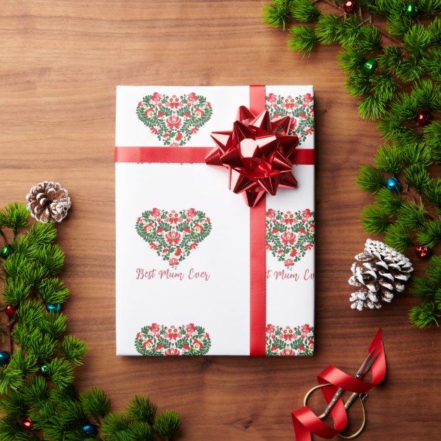 Custom Personalised Best Mum Ever Script text Wrapping Paper (Holiday Gift)