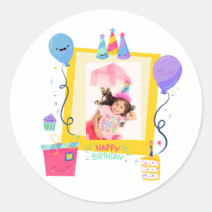 Custom Personalised Birthday Photo Classic Round Sticker