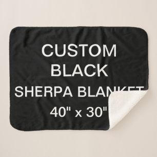 Custom Personalised BLACK 40" x 30" Sherpa Blanket
