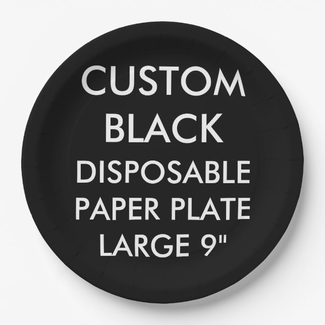 Custom Personalised Black Disposable Paper Plate (Front)