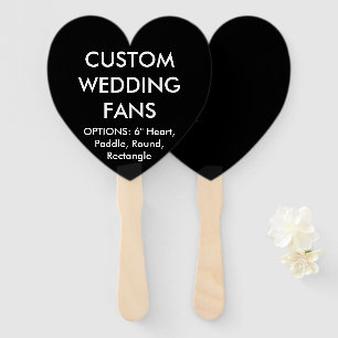 Custom Personalised BLACK HEART WEDDING FANS