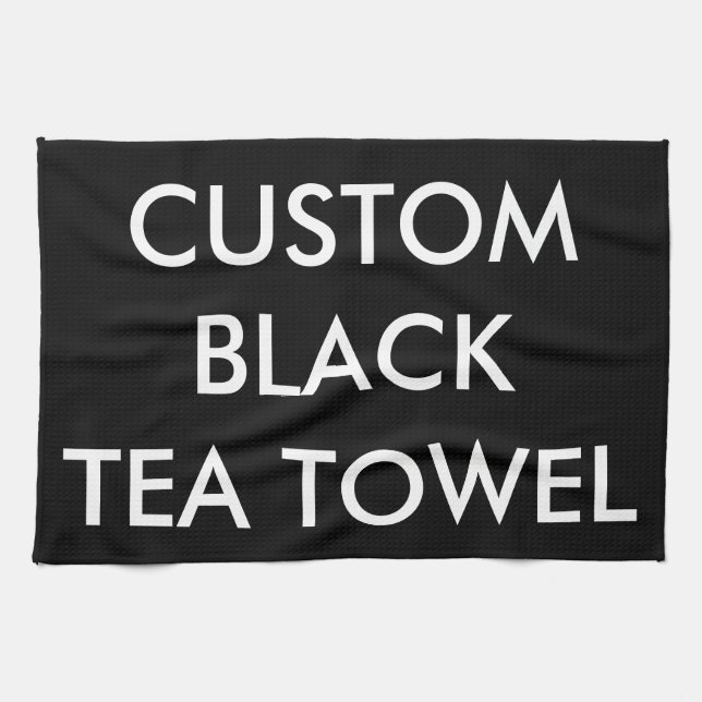 Custom Personalised Black Kitchen Tea Towel (Horizontal)