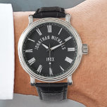 Custom Personalised Black Watch<br><div class="desc">Create your own personalised,  roman number watch with your name on a simple modern black background.</div>