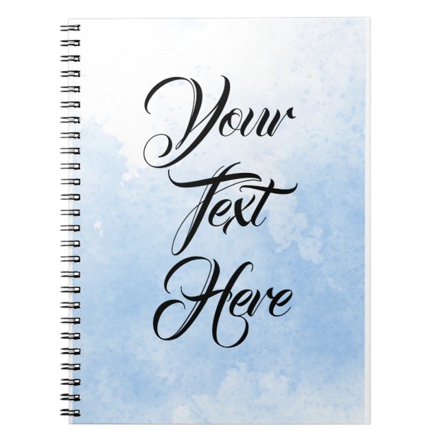 Custom Personalised Blue Black Watercolor Diary Notebook (Front)