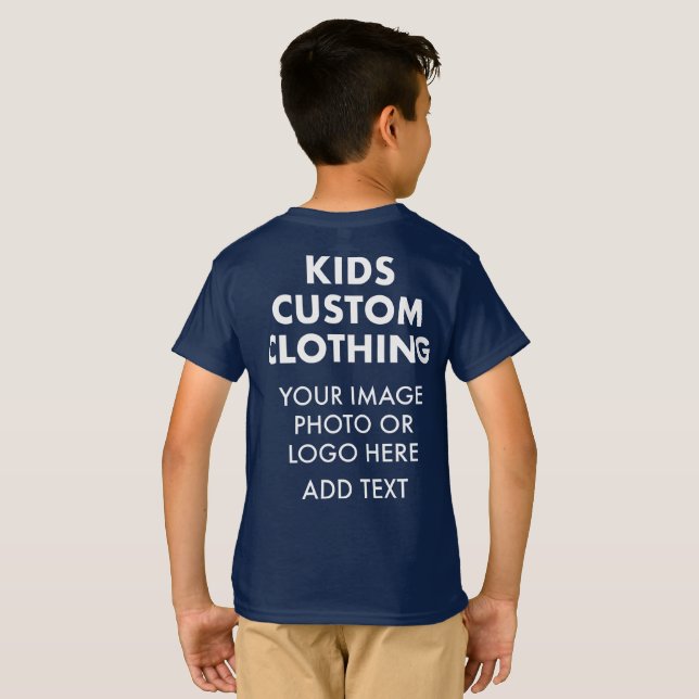 Custom Personalised BOY'S T-SHIRT - NAVY BLUE (Back Full)