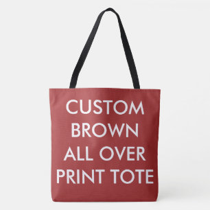 Custom Personalised BROWN ALL OVER PRINT TOTE BAG