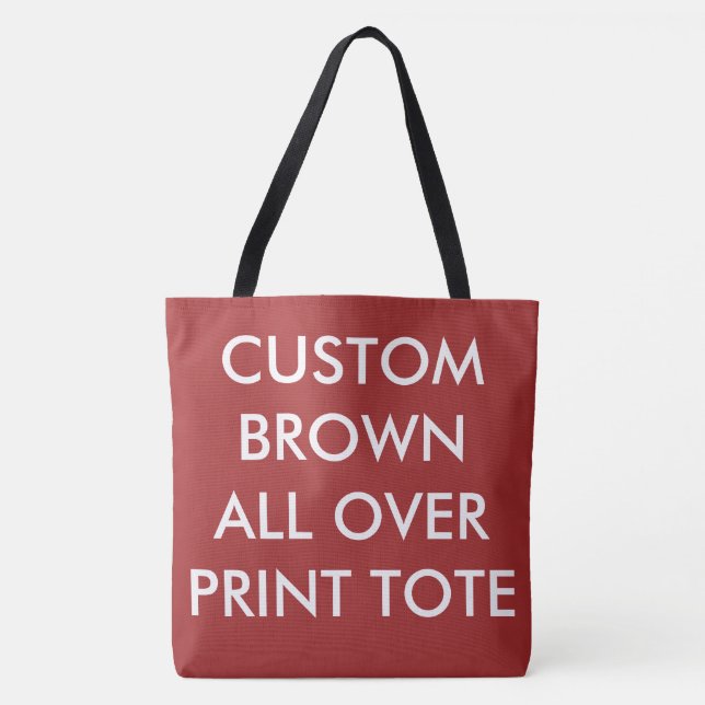 Custom Personalised BROWN ALL OVER PRINT TOTE BAG (Front)