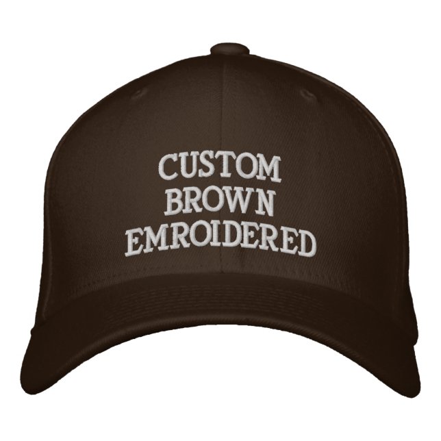 Custom Personalised Brown Embroidered Baseball Cap (Front)