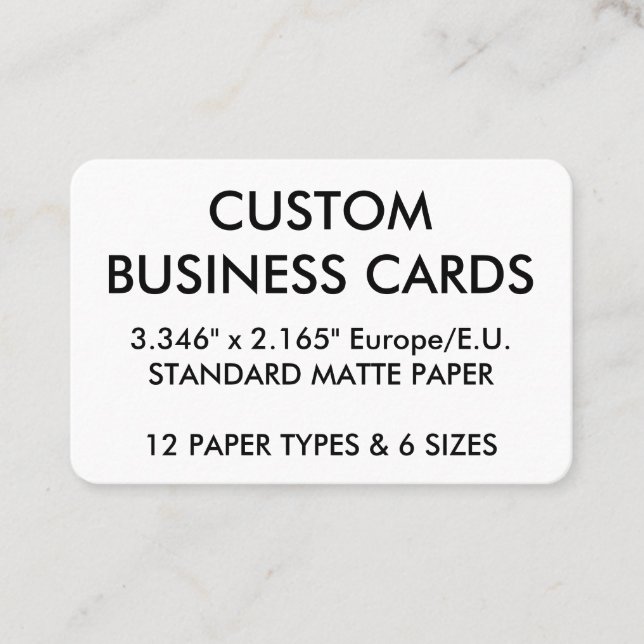 Custom Personalised Business Cards Blank Template (Front)