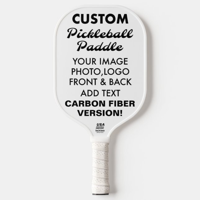 Custom personalised CARBON FIBER PICKLEBALL PADDLE (Front)