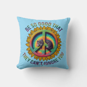 Custom Personalised Cat Peace Hippie Tie Dye Cushion